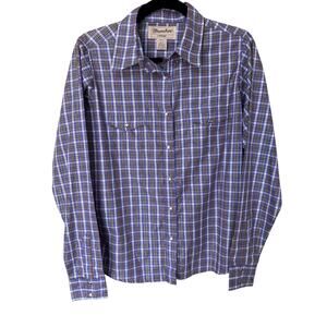 Wrancher by Wrangler Women's Purple Plaid Pearl Snap Western Shirt Size Large